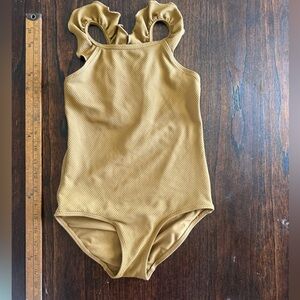 Girls' H&M Mustard Ruffle Strap One-Piece Swimsuit size 6-8